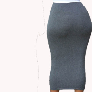 Autumn solid color elastic waist bag hip tight skirt mid length skirt