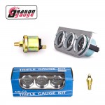 Chrome plated triplet 52mm water temperature, oil pressure and voltage refitted instrument