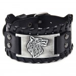 Alloy wolf head accessories (wide leather bracelet)