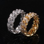 Cuba CHAIN RING 8MM full set zircon plated real gold fashion men's ring