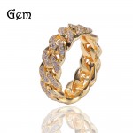 Cuba CHAIN RING 8MM full set zircon plated real gold fashion men's ring