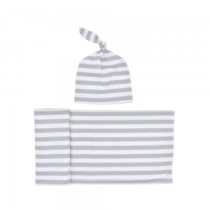 Newborn cotton stripe bandage fetal cap 2-piece set