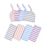 Newborn cotton stripe bandage fetal cap 2-piece set