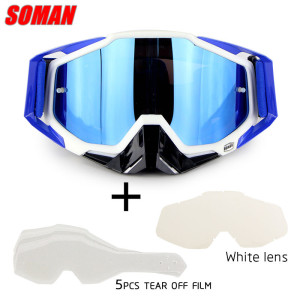 Soman motorcycle riding off-road goggles goggles outdoor glasses set with transparent film and tear film