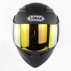 Soman helmet dumb black with color film men's and women's universal double lens full helmet safety helmet for riding