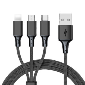 Songming one drag three data cable nylon woven USB three in one fast charging