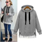 Loose large medium and long style thickened Plush long sleeve hooded Pullover women's jacket