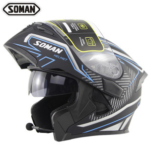 Riding double lens uncovering helmet high sound quality Bluetooth headset men's and women's safety helmet soman955 Bluet