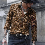 Men's shirt Leopard Print Long Sleeved Shirt