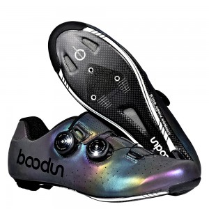 Bicycle shock absorption and anti-skid riding sports carbon fiber road lock shoes