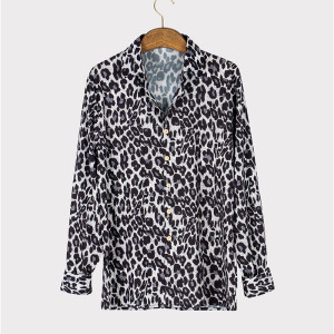 Men's shirt Leopard Print Long Sleeved Shirt