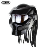 Motorcycle iron warrior helmet personality Harley Vintage braid full helmet laser light