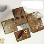 Black walnut wooden tray rectangular coffee and tea wooden dinner plate