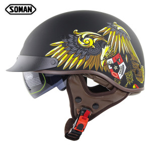 Soman motorcycle helmet half helmet four seasons Vintage Harley crown prince helmet Vintage men and women riding summer