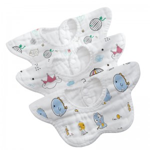 Baby cotton gauze Bib saliva towel baby spitting newborn children 360 degree rotation thickened petal Bib