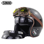 Soman half helmet retro Harley helmet men's and women's helmet summer helmet goggle set