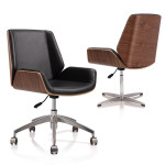 Simple leather solid wood conference chair ergonomics Office