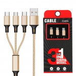 USB cable metal one pull three in one data cable