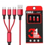 USB cable metal one pull three in one data cable