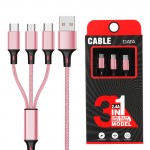 USB cable metal one pull three in one data cable