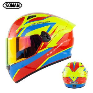 Soman motorcycle helmet double lens full helmet for men and women sm961 motorcycle helmet with color film ECE standard