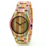 Bewell personalized colorful bamboo mixed color fashionable quartz wood watch men