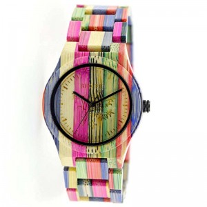 Bewell personalized colorful bamboo mixed color fashionable quartz wood watch men