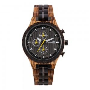 Wooden watch men's stainless steel back cover