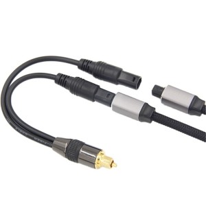 One in two optical fiber audio cable metal shell
