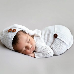 Newborn photography knitted Jumpsuit long tailed hat