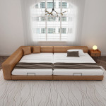 1.5m leather bed combined splicing large tatami soft bed