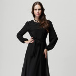 Dress long sleeved vest skirt large size slim waist bow waist dress women