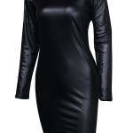 EBay women's imitation leather MIDI Club dress long sleeved pencil skirt women