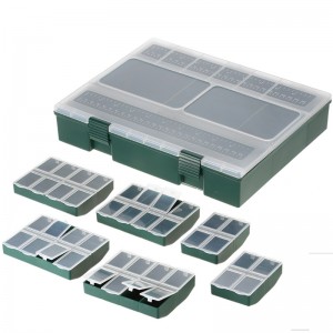 Large capacity functional fishing gear small accessory storage box contains 6 independent small boxes