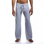 Men's home pants pajamas solid color lace up loose ice nylon