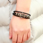 Personalized pirate style Anchor Chain Leather Bracelet