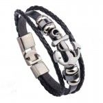 Personalized pirate style Anchor Chain Leather Bracelet