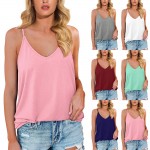 V-neck solid sleeveless T-shirt