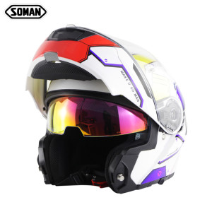 Soman motorcycle helmet double lens uncovering helmet big head circumference of four seasons motorcycle