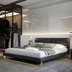 Nordic double bed 1.8m leather bed