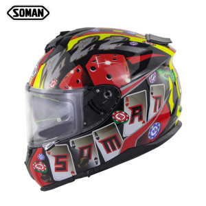 Soman motorcycle racing helmet men's and women's outdoor riding double lens full helmet ECE standard