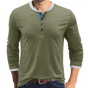 Long sleeve round neck Henry shirt