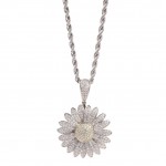 Rotatable zircon sunflower diamond necklace hip hop