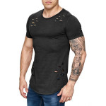 Men's slim fit solid color round neck T-shirt