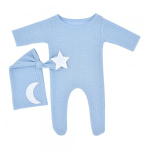 Newborn photography clothing star moon decorative knitted one-piece