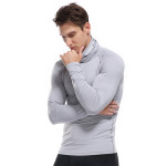 High neck men's long sleeved fitness clothes high elastic tight sports sweat wicking clothes