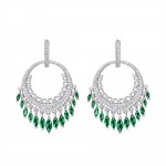 Round Tassel Emerald Earrings