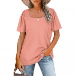 Square neck short sleeve T-shirt women's top