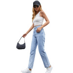 Denim straight trousers