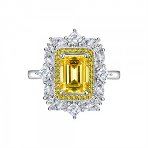Goose yellow rectangular 6 * 8mm Asche high carbon diamond j ring